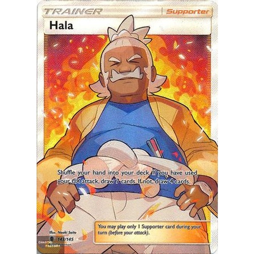POKEMON TCG Hala - 143/145 - Full Art Ultra Rare  Sun & Moon Guardians Rising NM