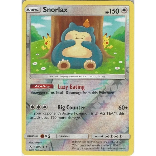 Snorlax 158/214 REVERSE Holo Rare Unbroken Bonds NM