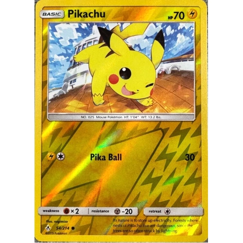 Pikachu 54/214 NM SM Unbroken Bonds - Reverse Holo