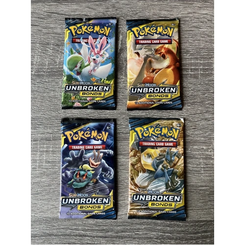 POKEMON TCG Unbroken Bonds Booster Pack Art Set - 4 Packs Total - Tag Team