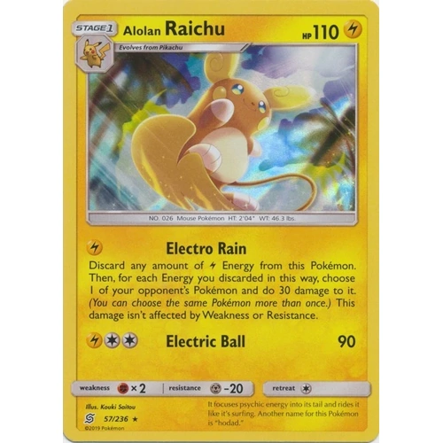 Alolan Raichu 57/236 Rare Unified Minds Holo NM