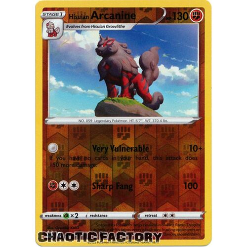 Hisuian Arcanine - 084/196 - Holo Rare Reverse Holo NM