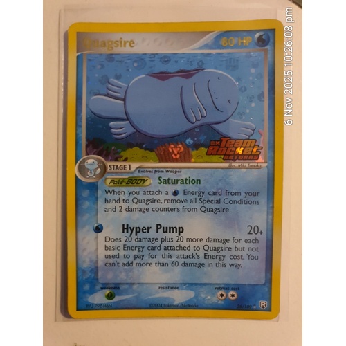 Quagsire 26/109 Reverse Holo STAMPED Ex Team Rocket Returns LP
