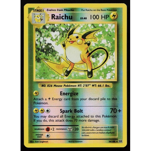 Raichu 36/108 XY Evolutions EVO Rare Reverse Holo NM