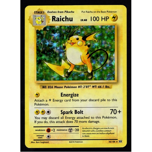 Raichu 36/108 XY Evolutions EVO Rare Holo NM