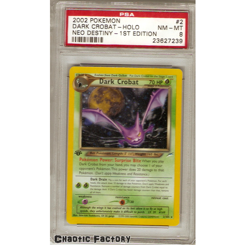 Pokemon Tcg Psa 8 Nm Mt Dark Crobat 2 105 Neo Destiny 1st Edition 2 105
