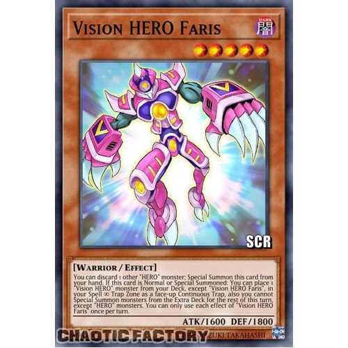 RA01-EN004 Vision HERO Faris Secret Rare 1st Edition NM