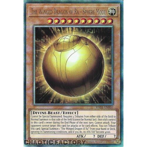 ULTIMATE Rare RA01-EN007 The Winged Dragon of Ra - Sphere Mode 1st Edition NM