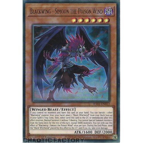 RA01-EN012 Blackwing - Simoon the Poison Wind ULTRA Rare 1st Edition NM