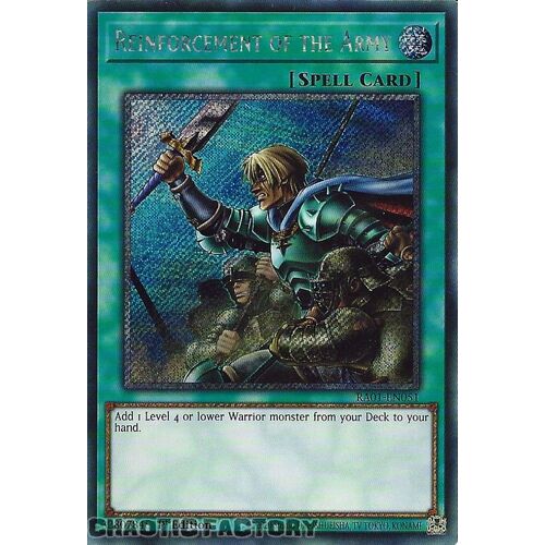 Platinum Secret Rare RA01-EN051 Reinforcement of the Army 1st Edition NM