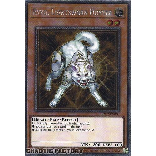 Platinum Secret Rare RA02-EN003 Ryko, Lightsworn Hunter 1st Edition NM