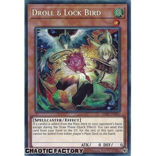 RA02-EN006 Droll & Lock Bird (alternate art) Secret Rare 1st Edition NM