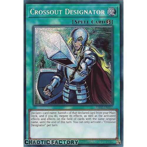RA02-EN063 Crossout Designator Secret Rare 1st Edition NM