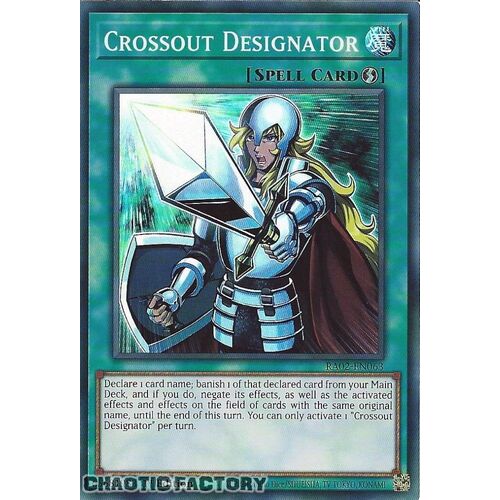 RA02-EN063 Crossout Designator Super Rare 1st Edition NM