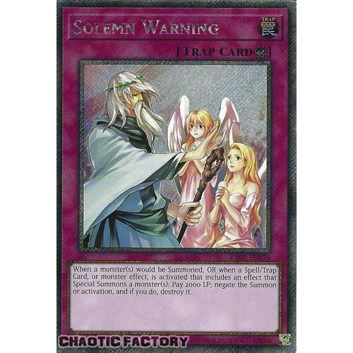 Platinum Secret Rare RA02-EN078 Solemn Warning 1st Edition NM