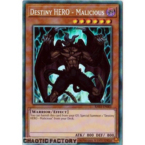 RA03-EN001 Destiny HERO - Malicious Collector's Rare 1st Edition NM
