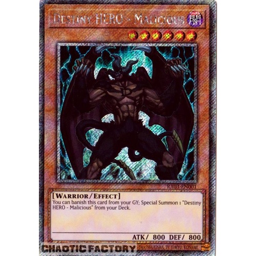 RA03-EN001 Destiny HERO - Malicious Platinum Secret Rare 1st Edition NM