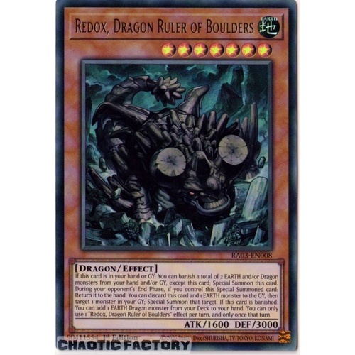 RA03-EN008 Redox, Dragon Ruler of Boulders Ultra Rare 1st Edition NM