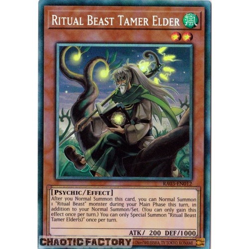 RA03-EN012 Ritual Beast Tamer Elder Collector's Rare 1st Edition NM