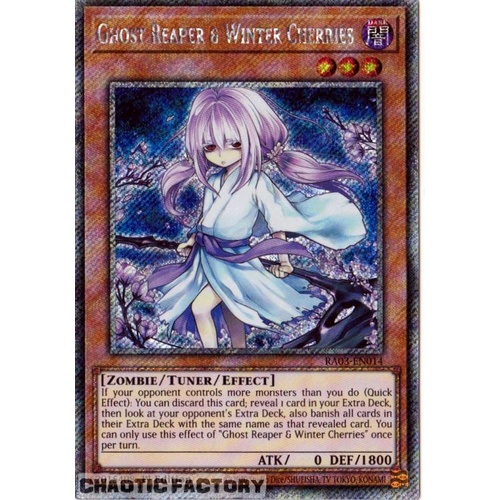 RA03-EN014 Ghost Reaper & Winter Cherries VER 1 Platinum Secret Rare 1st Edition NM