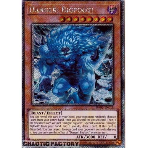 RA03-EN019 Danger! Bigfoot! (alternate artwork) Platinum Secret Rare 1st Edition NM
