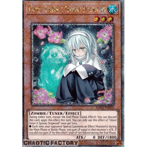 RA03-EN020 Ghost Sister & Spooky Dogwood (alternate artwork) VER 2 Quarter Century Secret Rare 1st Edition NM