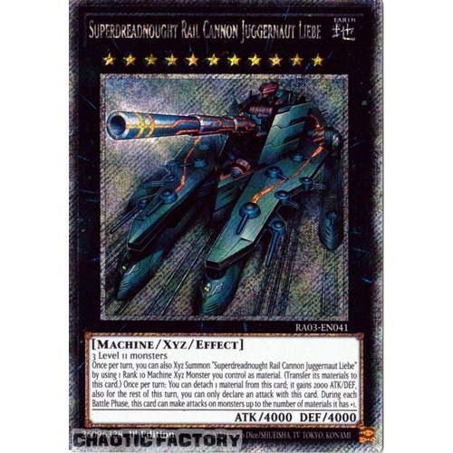 RA03-EN041 Superdreadnought Rail Cannon Juggernaut Liebe Platinum Secret Rare 1st Edition NM