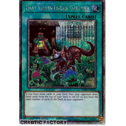 RA03-EN063 That Grass Looks Greener Platinum Secret Rare 1st Edition NM