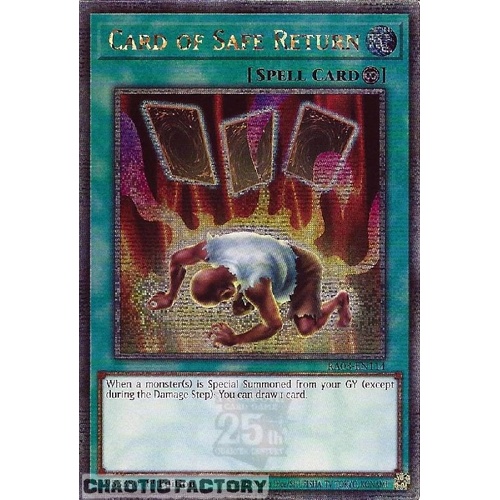 RA03-EN114 Card of Safe Return Quarter Century Secret Rare 1st Edition NM