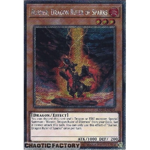 RA03-EN256 Burner, Dragon Ruler of Sparks Platinum Secret Rare 1st Edition NM