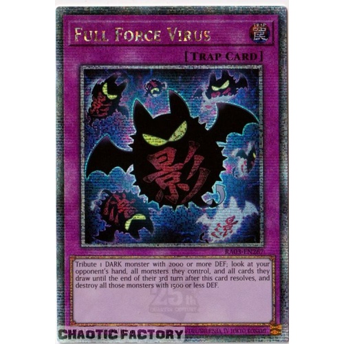 RA03-EN267 Full Force Virus Quarter Century Secret Rare 1st Edition NM