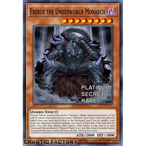 RA04-EN019 Erebus the Underworld Monarch Platinum Secret Rare 1st Edition NM