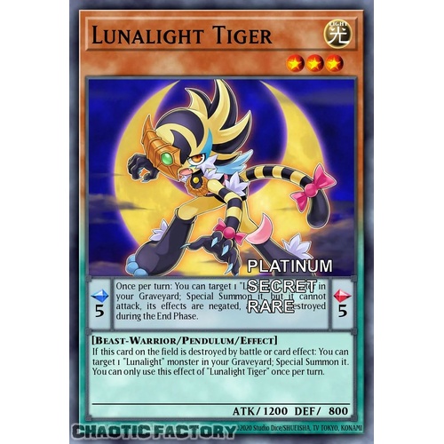RA04-EN020 Lunalight Tiger Platinum Secret Rare 1st Edition NM