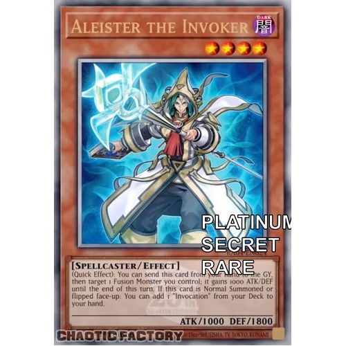 RA04-EN024 Aleister the Invoker ALT ART Platinum Secret Rare 1st Edition NM