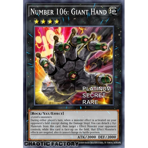 RA04-EN066 Number 106: Giant Hand Platinum Secret Rare 1st Edition NM