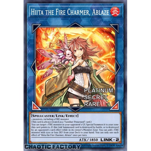 RA04-EN074 Hiita the Fire Charmer, Ablaze Platinum Secret Rare 1st Edition NM