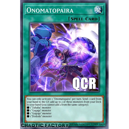 RA04-EN089 Onomatopaira Quarter Century Secret Rare 1st Edition NM
