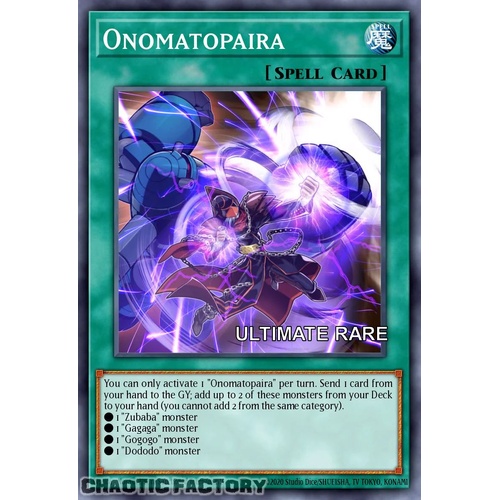 RA04-EN089 Onomatopaira Ultimate Rare 1st Edition NM