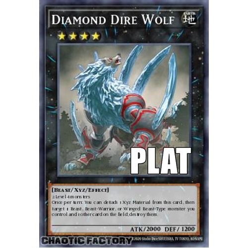 RA04-EN200 Diamond Dire Wolf Platinum Secret Rare 1st Edition NM