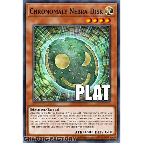 RA04-EN213 Chronomaly Nebra Disk Platinum Secret Rare 1st Edition NM