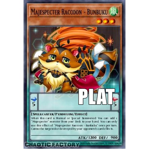 RA04-EN259 Majespecter Raccoon - Bunbuku Platinum Secret Rare 1st Edition NM