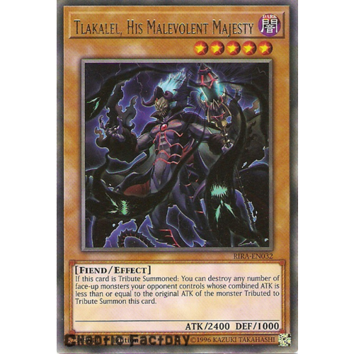 Yugioh RIRA-EN032 Tlakalel, His Malevolent Majesty Rare 1st Edition NM