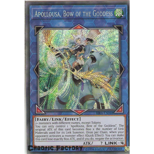 Yugioh RIRA-EN048 Apollousa, Bow of the Goddess Secret Rare 1st Edition NM