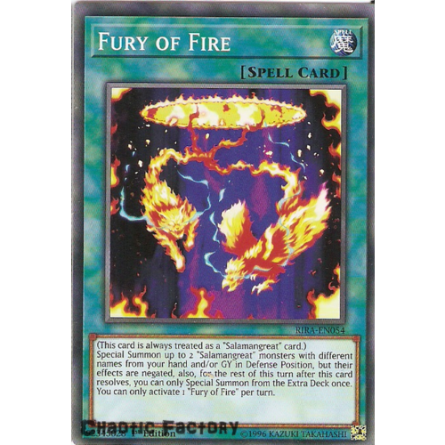 Yugioh RIRA-EN054 Fury of Fire Common 1st Edition NM