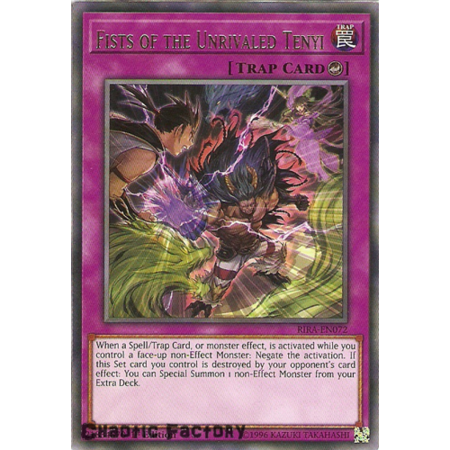 Yugioh RIRA-EN072 Fists of the Unrivaled Tenyi Rare 1st Edition NM