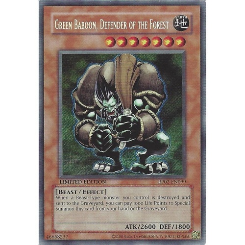 RP02-EN099 Green Baboon, Defender of the Forest Secret Rare NM