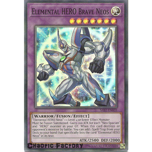 Yuigoh SAST-EN035 Elemental HERO Brave Neos Super Rare 1st Edition NM