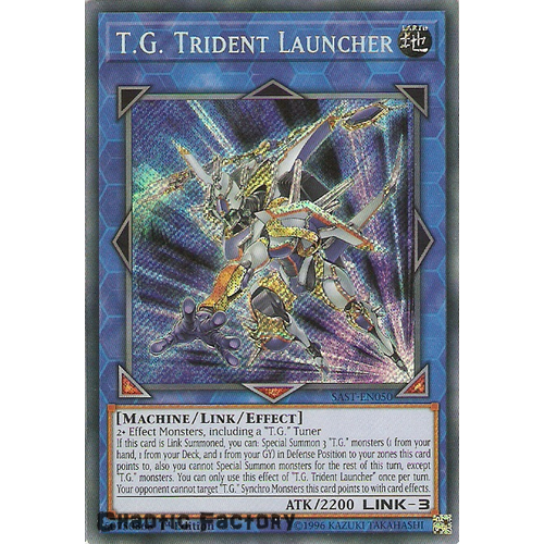 Yuigoh SAST-EN050 T.G. Trident Launcher Secret Rare 1st Edition NM