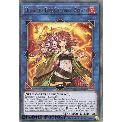 Yuigoh SAST-EN056 Hiita the Fire Charmer, Ablaze Rare 1st Edition NM