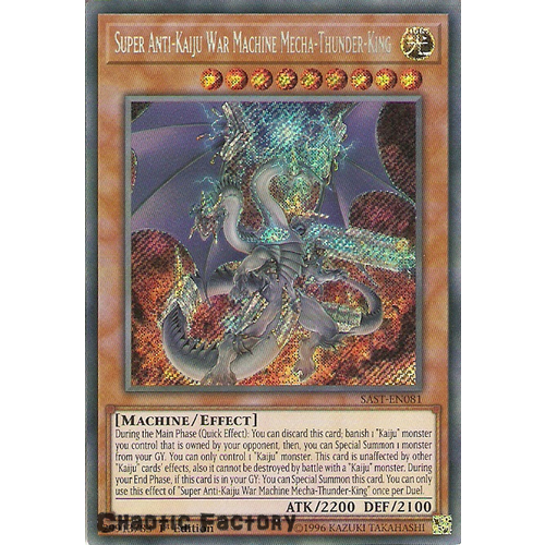 SAST-EN081 Super Anti-Kaiju War Machine Mecha-Thunder-King Secret Rare 1st Edition NM